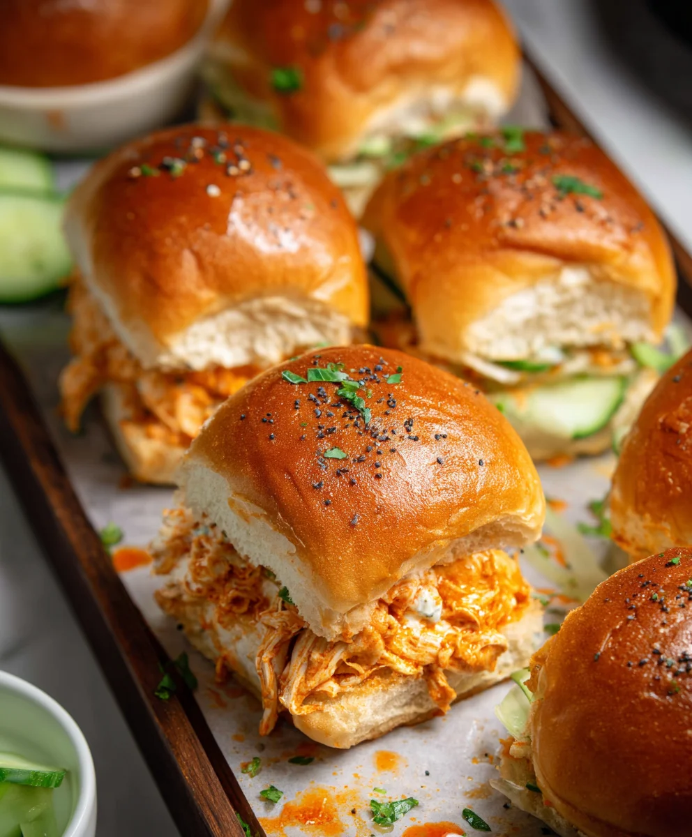 Spicy Buffalo Chicken Sliders-Easy Appetizer