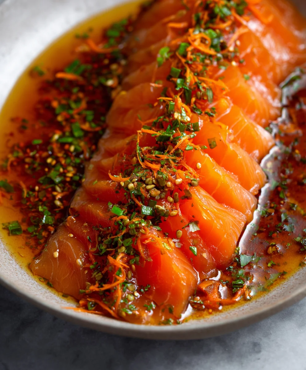 Spicy Salmon Crudo & Carrots- Fresh & Flavorful Recipe