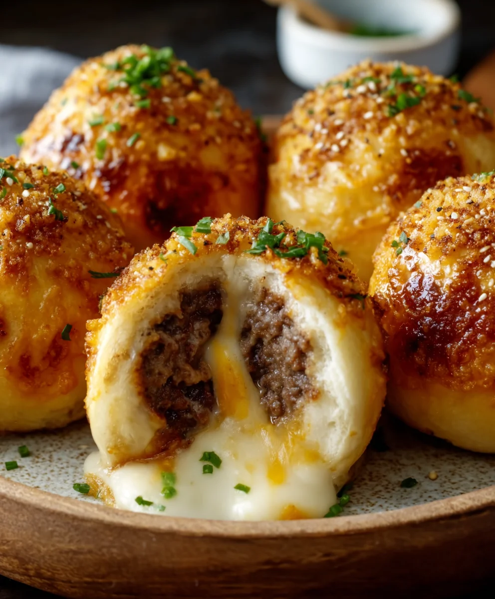 Garlic Parmesan Cheeseburger Bombs - Easy Beef Bites
