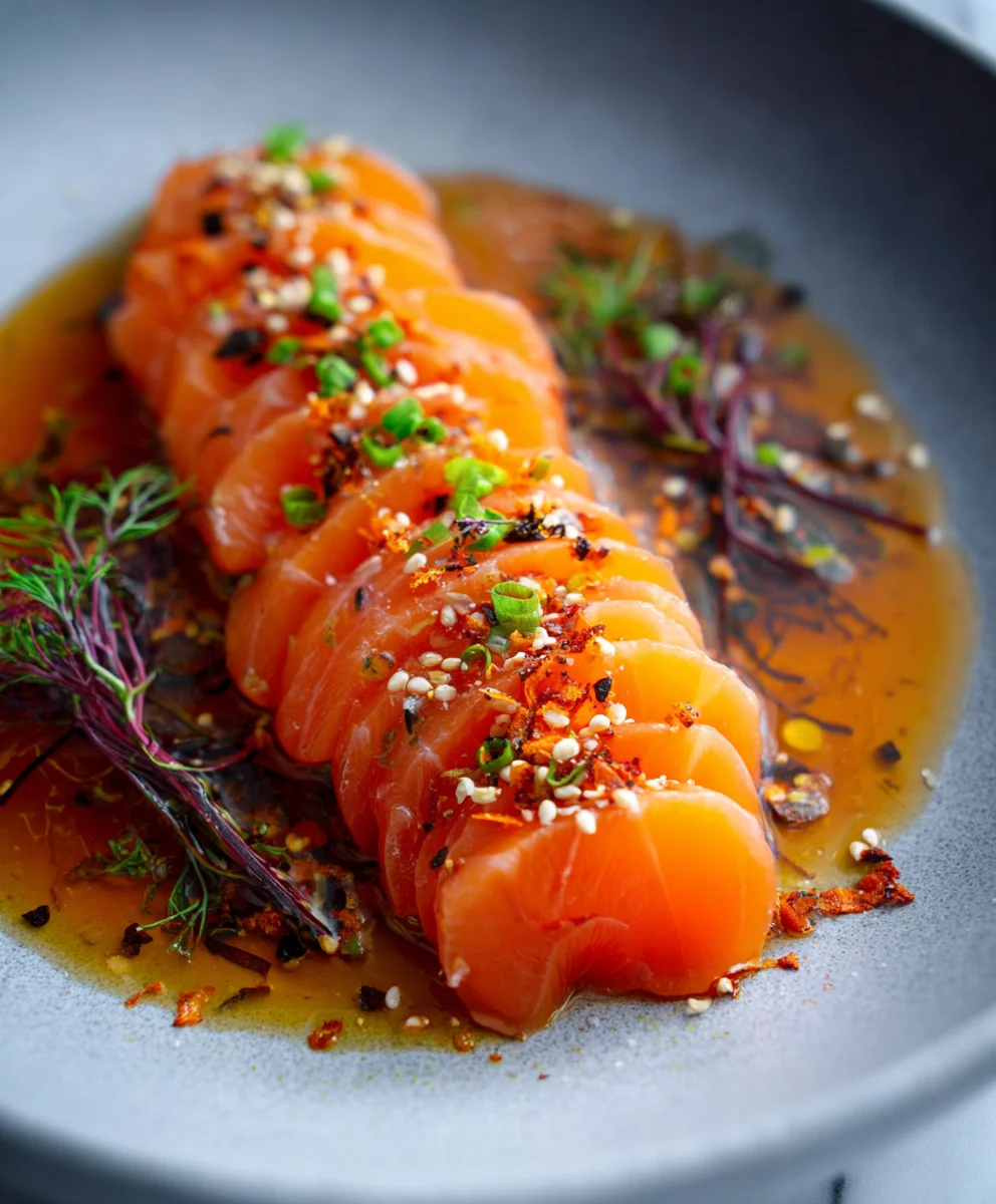 Spicy Salmon Crudo with Quick-Pickled Carrots