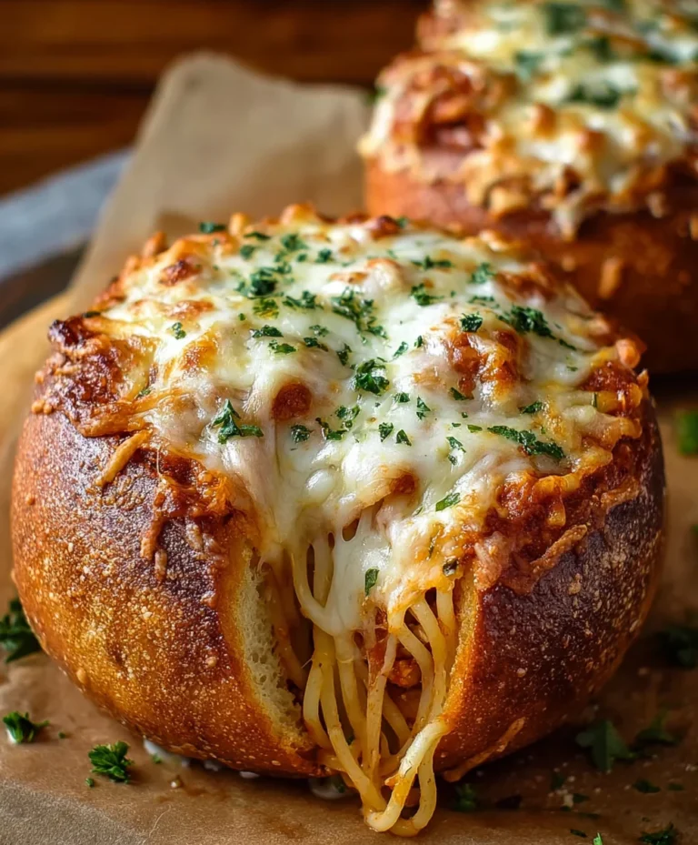 Spaghetti Garlic Bread Bowls- Easy Dinner Recipe