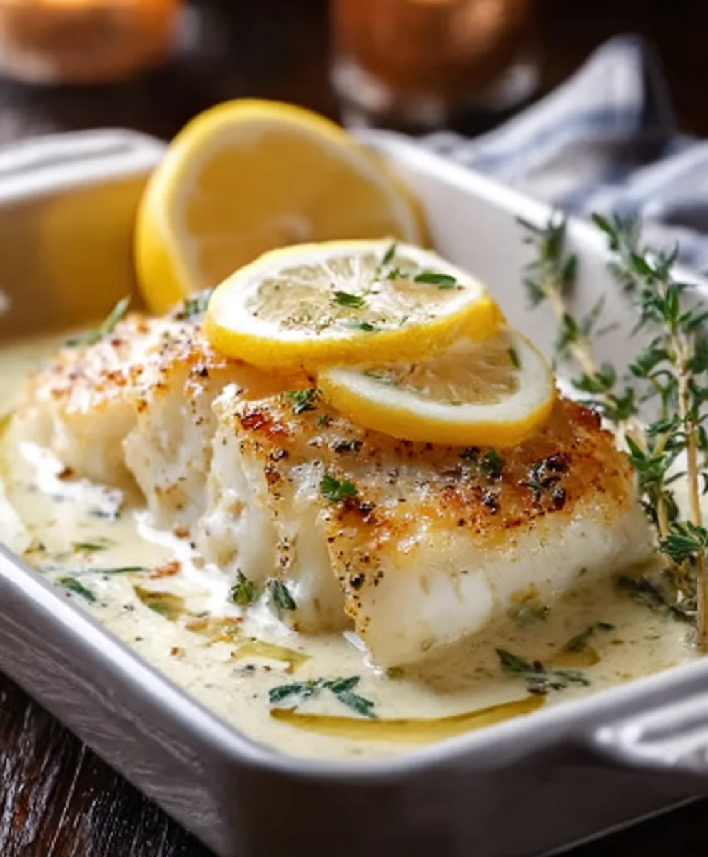 Baked Cod Coconut Lemon Cream Sauce