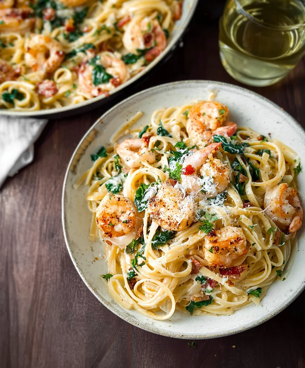 Creamy Tuscan Shrimp Linguine- Easy Dinner Recipe