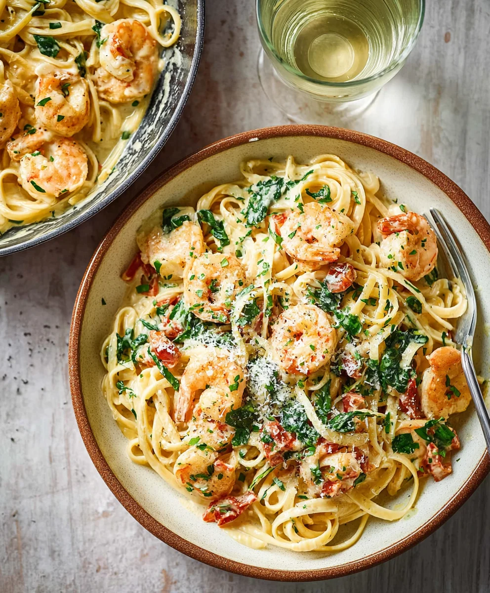 Creamy Tuscan Shrimp Linguine - Easy Weeknight Meal