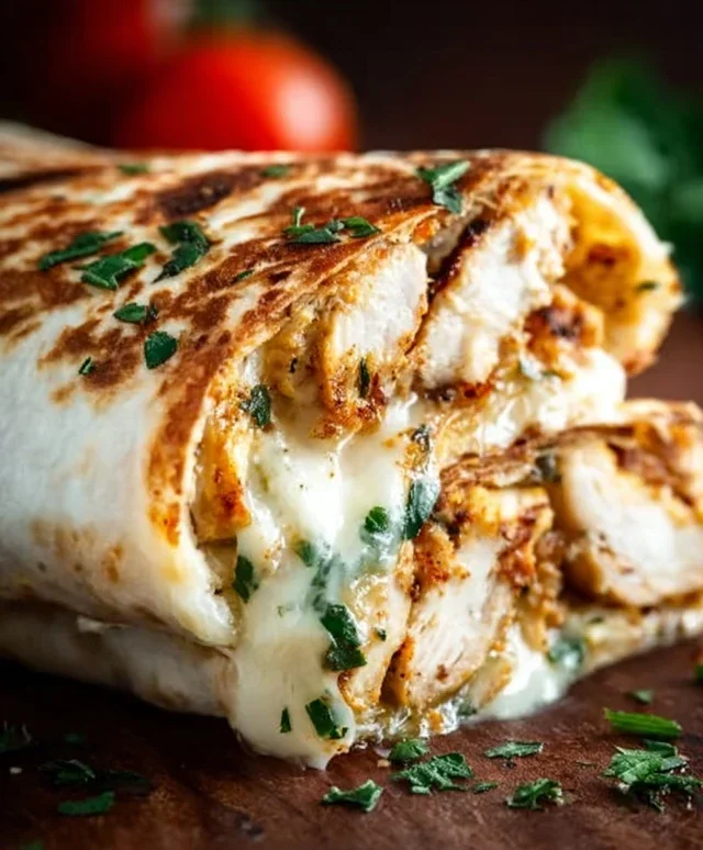 Cheesy Garlic Chicken Wraps