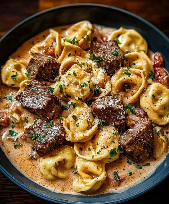 Cracked Garlic Steak Tortellini in Creamhouse Sauce Bliss