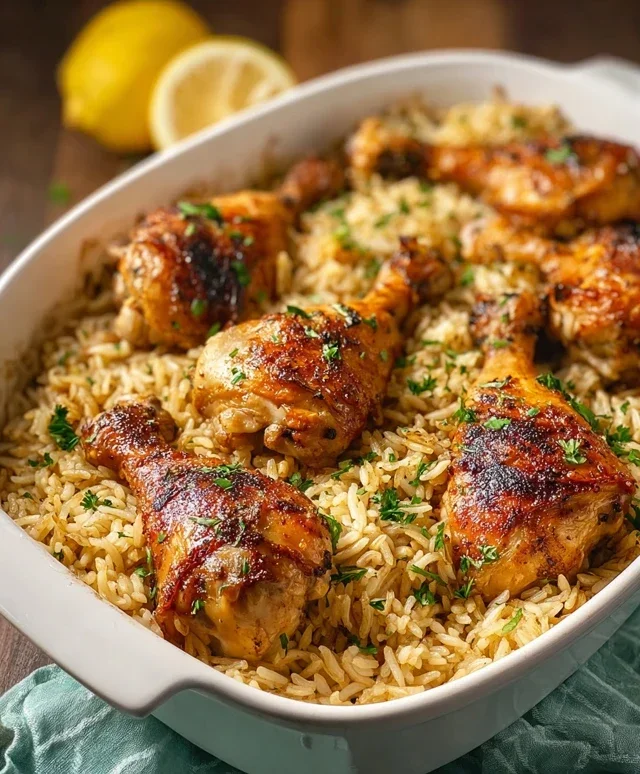Baked Chicken Legs and Rice