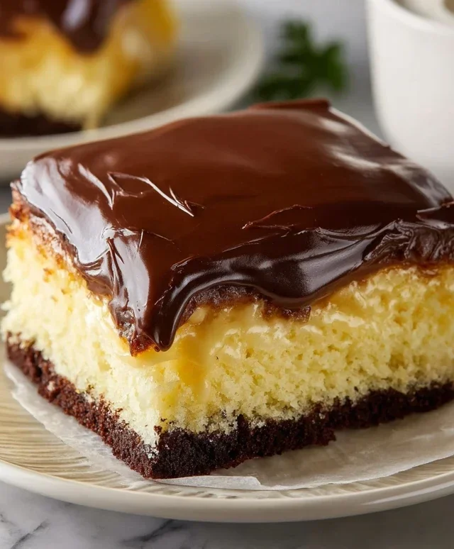 Boston Cream Poke Cake