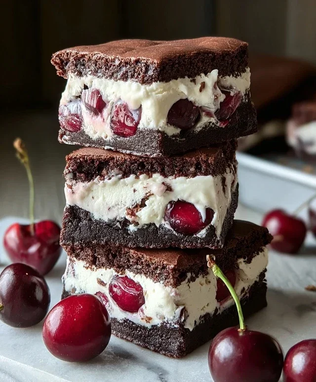 Cherry Brownie Ice Cream Sandwiches