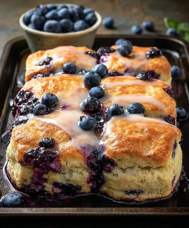 Glazed Blueberry Butter Swim Biscuits
