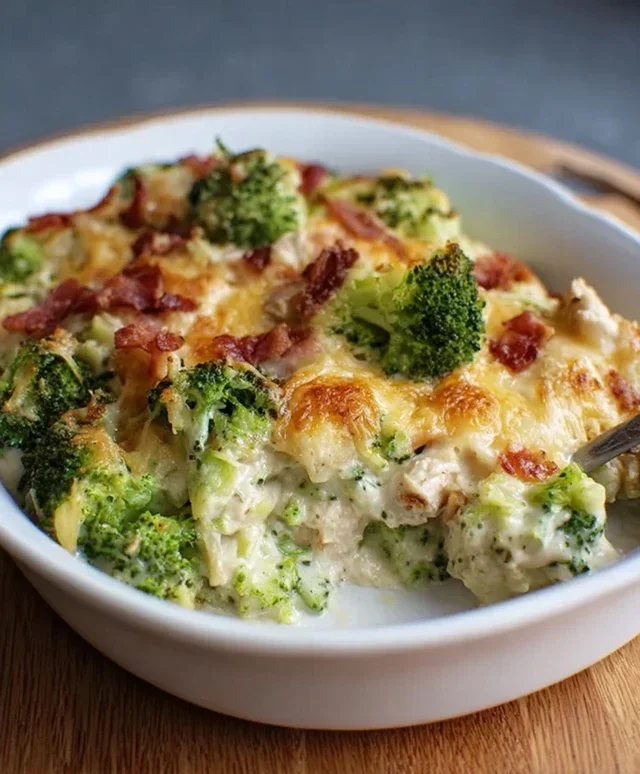 Creamy Low Carb Chicken Casserole with Broccoli and Beef Beef Bacon