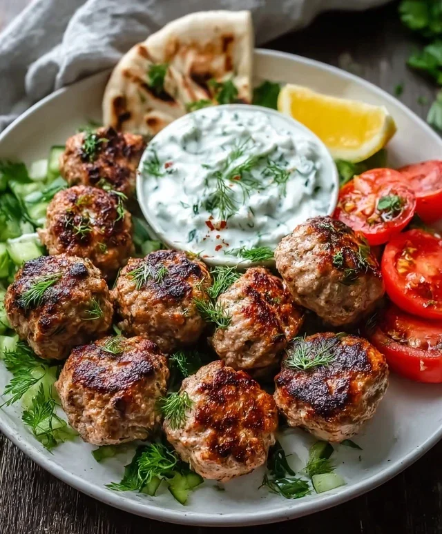 Greek Turkey Meatballs with Tzatziki