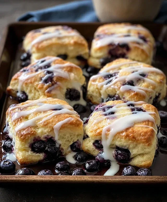 Glazed Blueberry Butter Swim Biscuits