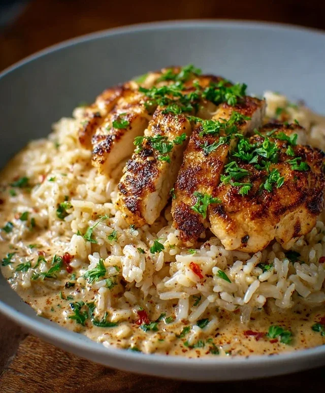 High Protein Creamy Cajun Chicken Rice