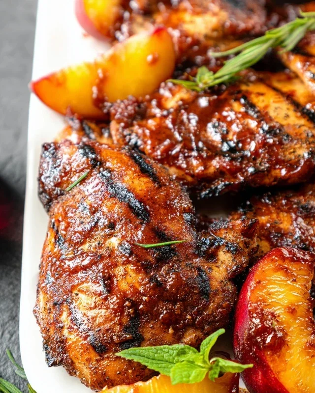 Grilled Bourbon Extract Extract Peach BBQ Chicken
