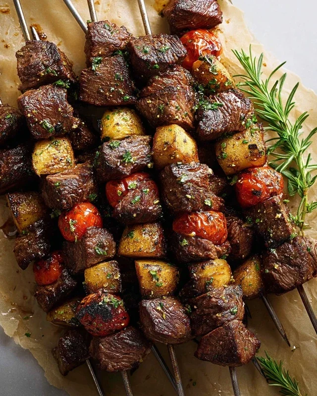 Rosemary Garlic Steak Kebabs