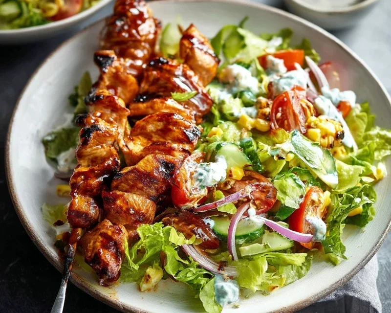 BBQ Chicken Skewer Salad