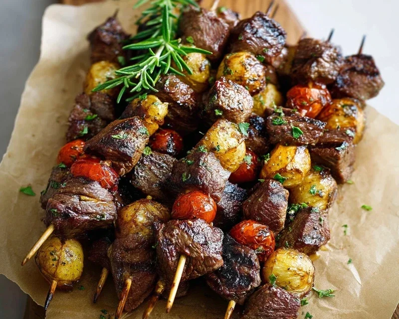 Rosemary Garlic Steak Kebabs