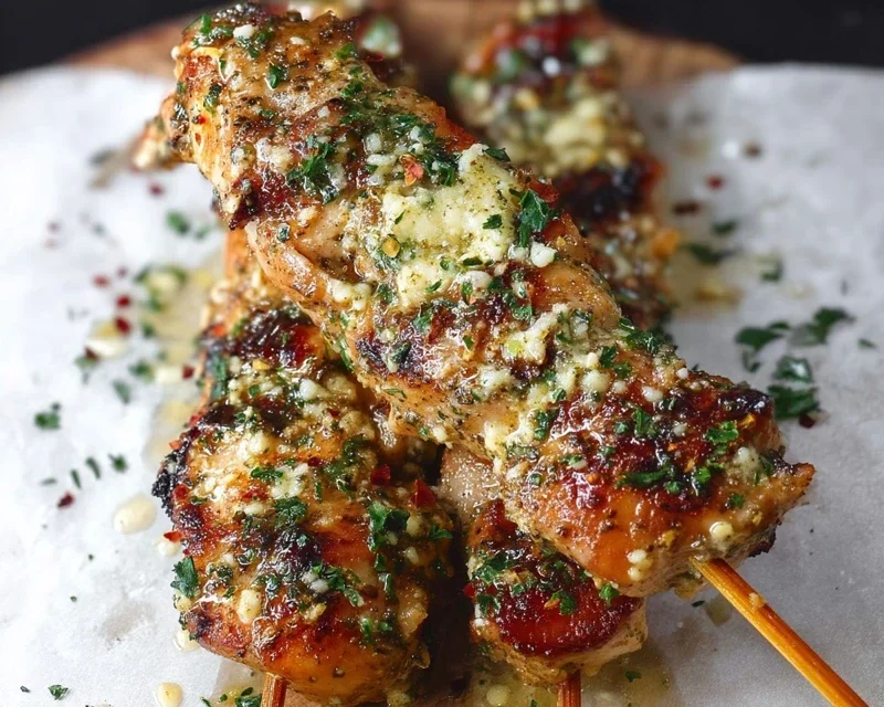 Garlic Parmesan Chicken Skewers