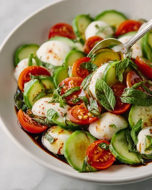 Fresh Cucumber Caprese Salad
