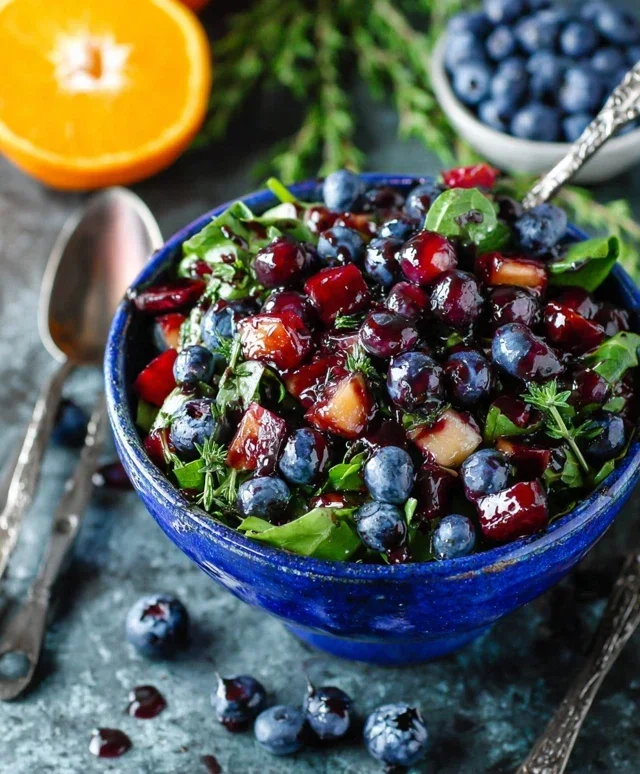 Cranberry Blueberry Salad with Blueberry Balsamic Dressing