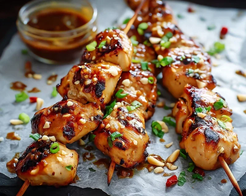 Easy Grilled Asian Chicken Skewers with Honey Garlic Sauce