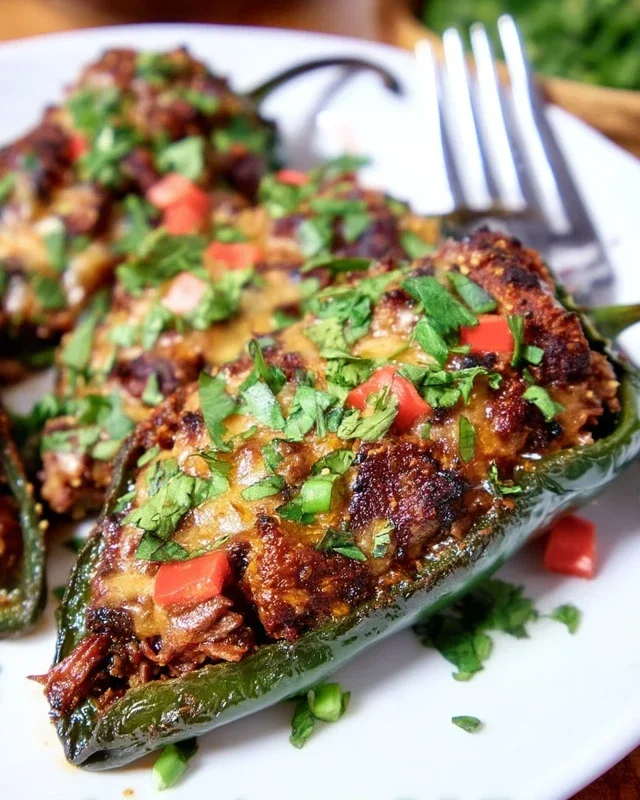 Brisket Stuffed Poblano Peppers