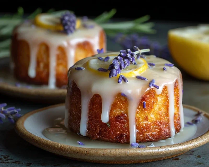 Mini Lemon Cakes With Lavender Glaze