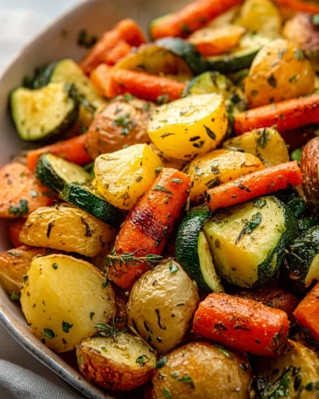 Garlic Herb Roasted Potatoes Carrots and Zucchini