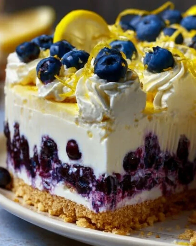 No-Bake Lemon dazzling Blueberry cream Cake