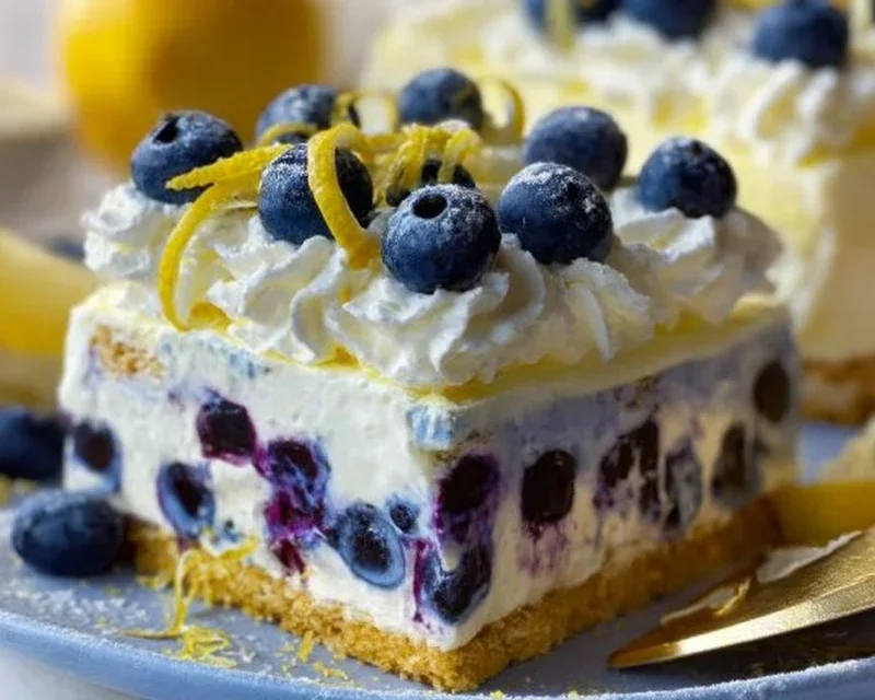 No-Bake Lemon dazzling Blueberry cream Cake