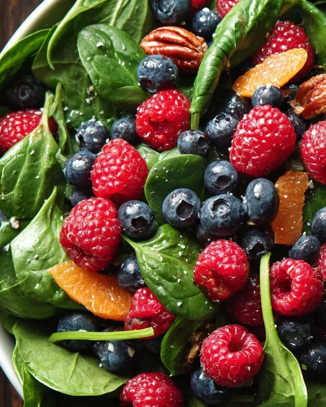 Berry Spinach Salad with Blueberries and Raspberries