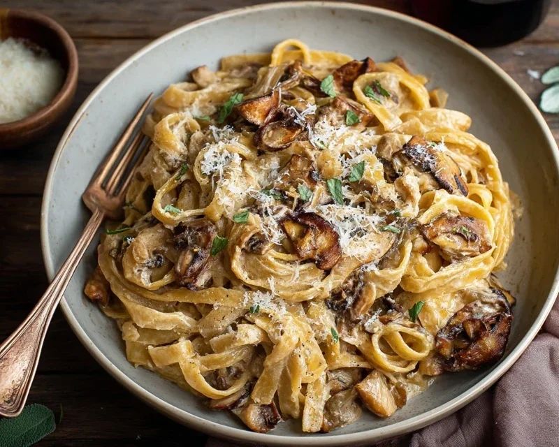 Caramelized Leek and Mushroom Gruyere Pasta