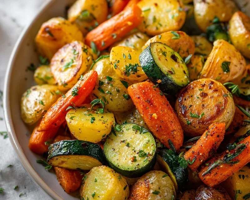 Garlic Herb Roasted Potatoes Carrots and Zucchini