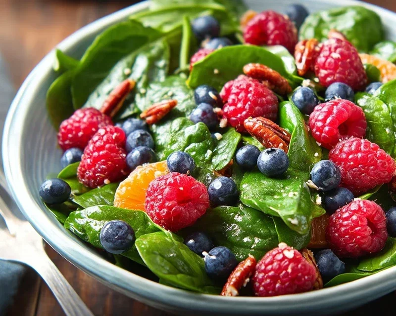 Berry Spinach Salad with Blueberries and Raspberries