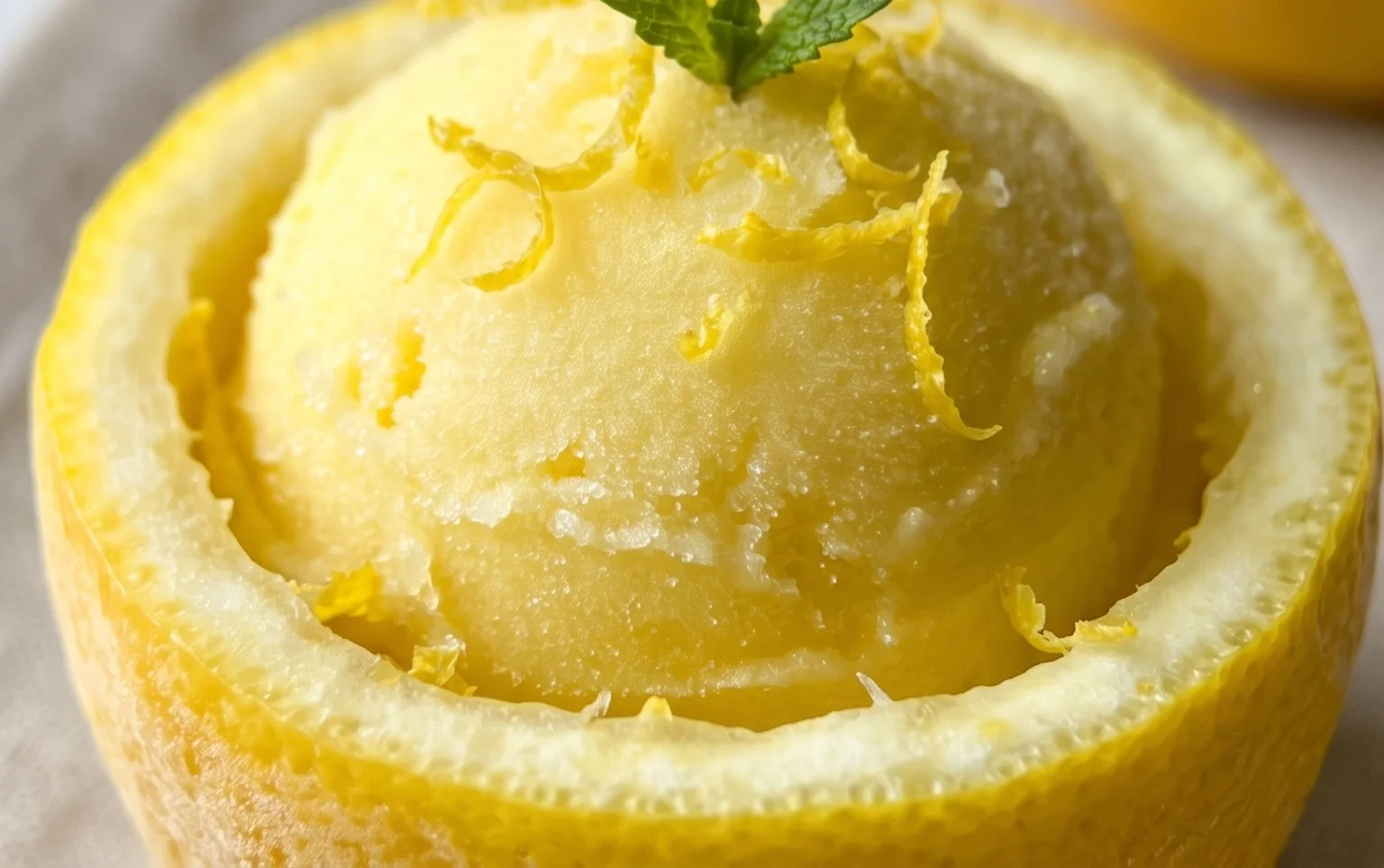 Sorbetto di Limone Dressed Up in a Frozen Lemon Shell