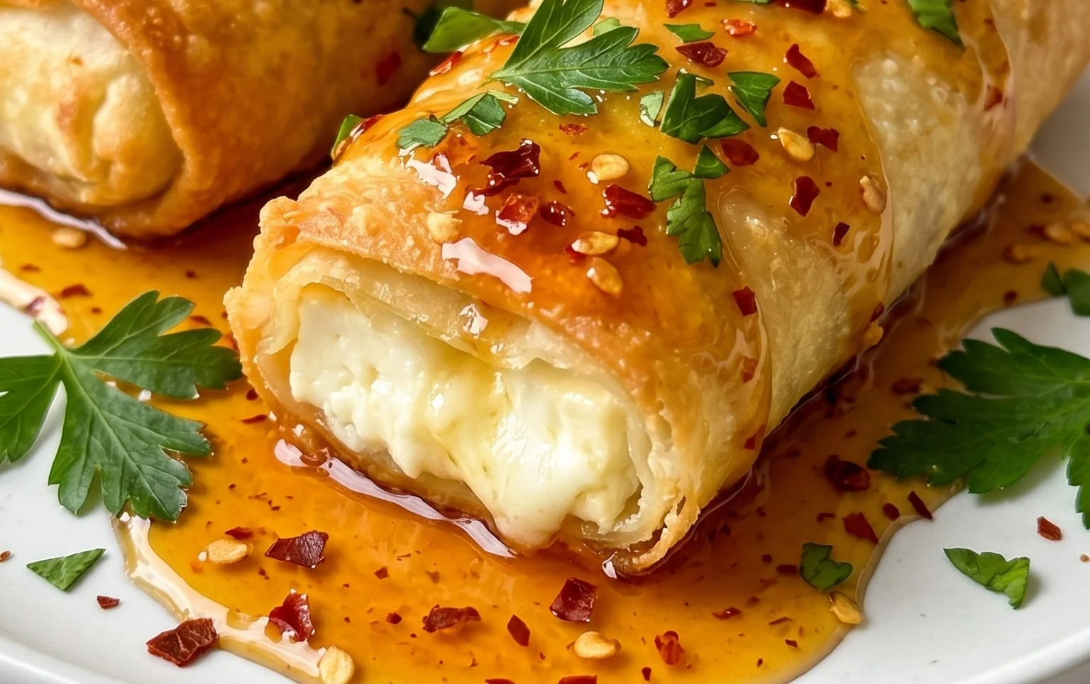 Indulgent Oven Fried Feta Rolls with Chili Honey Magic