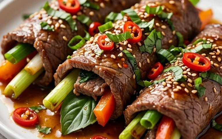 Thai Basil Beef Rolls