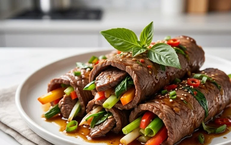 Thai Basil Beef Rolls
