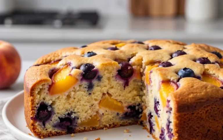 Peach and Blueberry Greek Yogurt Cake