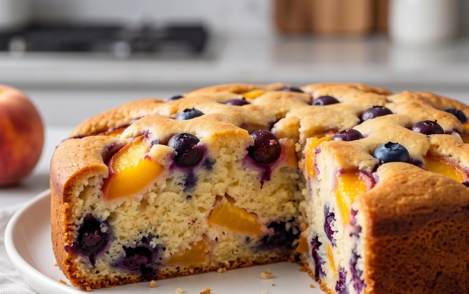Peach and Blueberry Greek Yogurt Cake