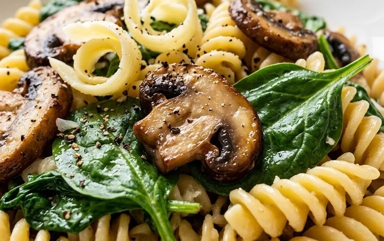 Parmesan Spinach Mushroom Pasta Skillet