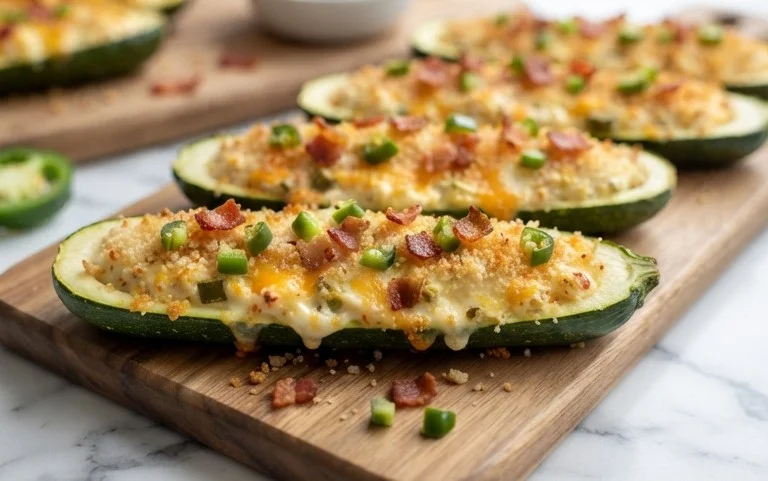 Jalapeno Popper Zucchini Boats
