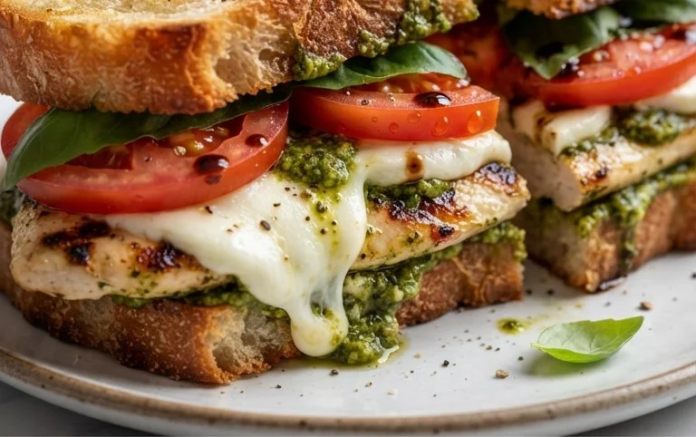Chicken Pesto Caprese Sandwich