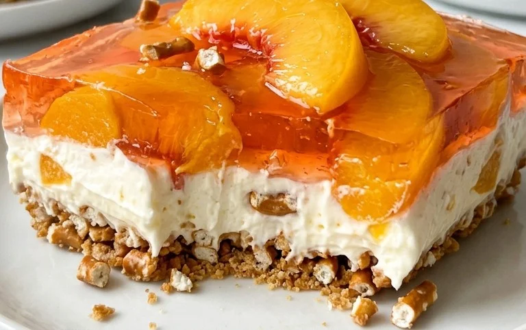 Peach Pretzel Salad Dessert
