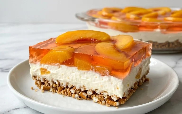 Peach Pretzel Salad Dessert