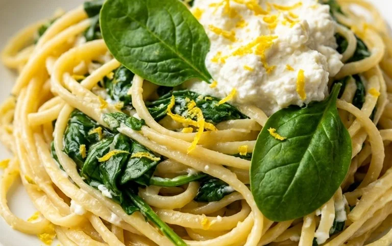 Lemon ricotta pasta & spinach