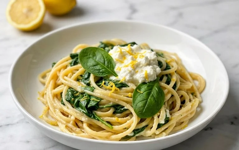 Lemon ricotta pasta & spinach