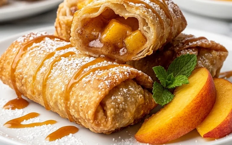 Peach Cobbler Egg Rolls