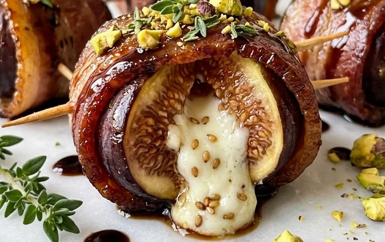 Beef Bacon Wrapped Stuffed Figs